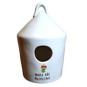 Rae Dunn Birdhouse Artisan Collection Magenta Under The Mistletoe Ceramic White
